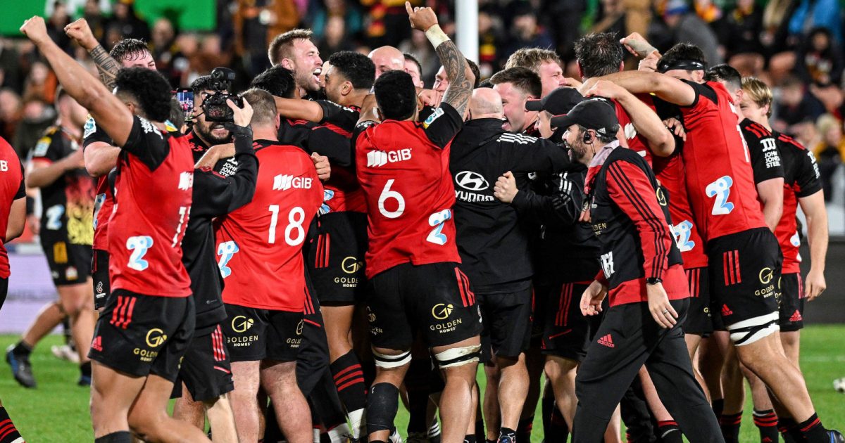 Crusaders rugby team celebration